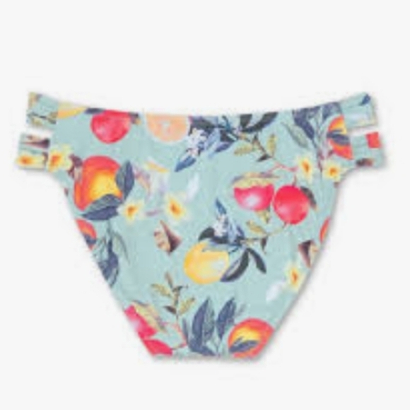 Kona Sol Double Tab Medium Coverage  Hipster Bikini Bottom Floral & Fruit XL # - Picture 6 of 12